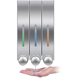 Dispensador Gel Ducha Ikea WANGCL Dispensador de jabón montado en la pared, loción de ducha, champú, gel Cotainer para baño, inodoro, oficina, cafetería, restaurante, hotel, triple plata
