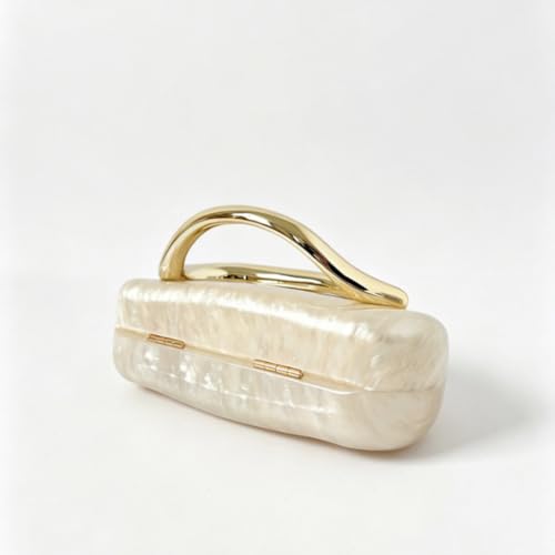 Image of Acrylic Clutch Purse for Women Classic Round Acrylic Evening Handbag Vintage Metal Handlebars Bag for Wedding Party Prom