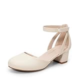 DREAM PAIRS Mädchen Abendschuhe Knöchelriemchen High Heels Mary Jane Schuhe Prinzessinnenschuhe Geeignet für Hochzeiten Geburtstagsfeiern Campus,Size 33.5,Elfenbein,KKUMPU2501