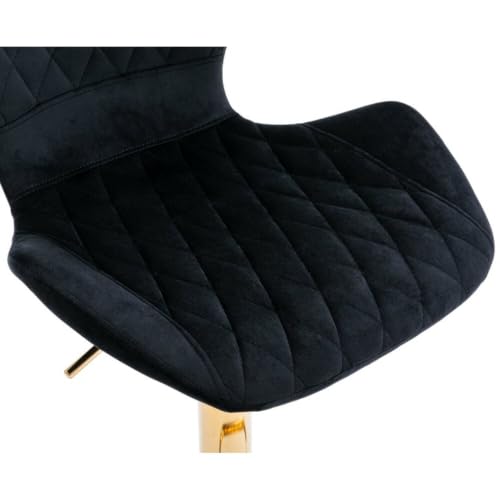 Image of Dream Furnishing - Set of 2 Bar /Kitchen Chairs 360 Degree Rotatable Swivel Elegant Classy & Comfortable Chair with Golden Base and Velvet Fabric (2 Chairs) (Black Model 2)
