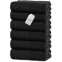 TOALLA_ Bath Towels_30x60_Pk 6_Black Bath Towels 6-Pack, 30W X 60 L Inches Black Color- Cotton Towel for Gym, Bath, Spa, Shaving, Shampoo, for Daily use, Large