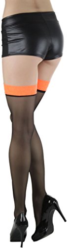 Image of ToBeInStyle Women's Sheer Banded Thigh High Socking w /Opaque Band