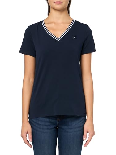 Image of Nautica Women's Solid V-Neck Short Sleeve T-Shirt Shirt