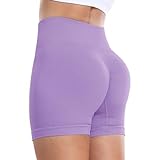 GAYHAY Workout Yoga Shorts for Women, 5 Inches Spandex High Waisted Soft Biker Shorts Women Dance Volleyball Booty Running Purple