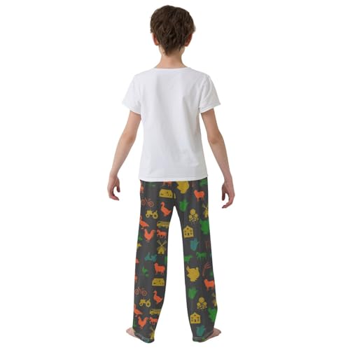 Cow Pig Windmill Boys Long Pants Soft Trousers Elastic Waist Kids Lounge Bottoms with Pockets S-XL3