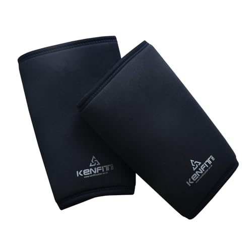 Image of Kenfit Elbow Compression Sleeve (5 mm Neoprene) – Gym, Fitness & Powerlifting Elbow Support for Strength Training, Barbell, Basketball, Sport Performance (Pair)