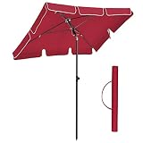 SONGMICS Parasol voor balkon, rechthoekige tuinscherm, 200 x 125 cm, uv-bescherming tot UPF 50+, kantelbaar, parasoldoek met PA-coating, voor tuin, terras, zonder voet, rood GPU025R01