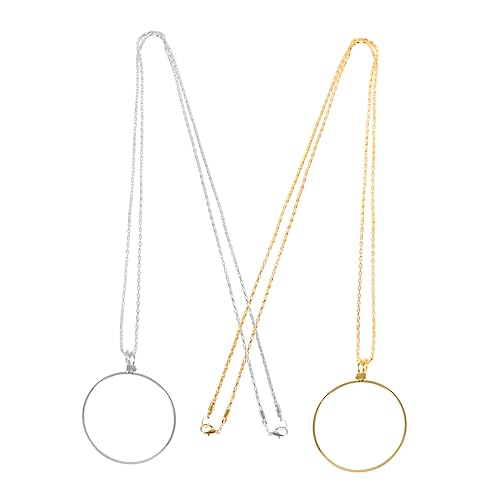 GOOHOCHY 2Pcs Magnifying Necklace Pendant for Elderly Reading Aid Stylish Monocle for Hobbyists Jewelers and Detail Work Portable Tool
