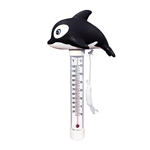 Daveyspa Floating Pool Thermometer, Shatter Resistant, for Outdoor & Indoor Swimming Pools, Spas, Hot Tubs, Jacuzzis & Aquariums (dolphin) Upgraded version (-10℃ to 50℃)