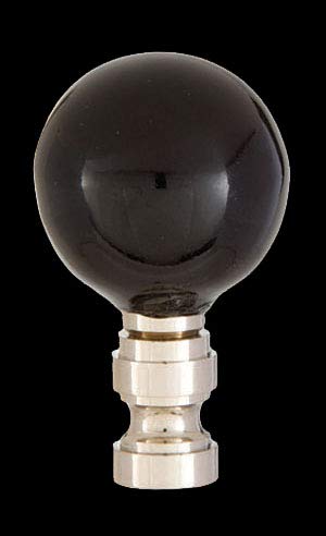 Image of B&P Lamp Smooth Ceramic Design, Black Ball Finial, Solid Brass Nickel Plated Brass Base