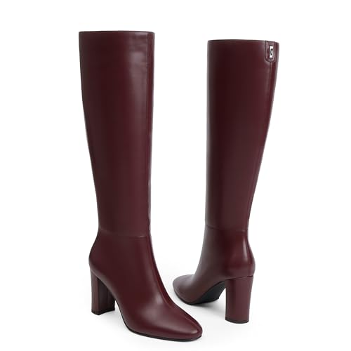 Image of Modatope Knee High Boots for Women Chunky Heel Rounded Toe Tall Boots