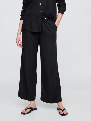 GAP Women's Wide Leg Linen Pull on Cropped Pant2