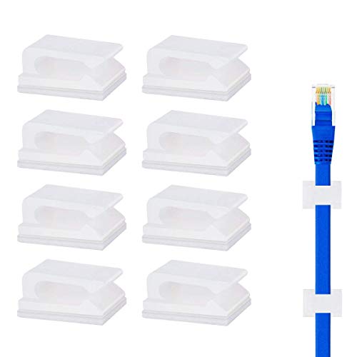 Preisvergleich Produktbild Faneli 100 Stück Selbstklebende Kabelklemmen Drahtklammern Kabelmanagement Kabelbinder Draht Kabel Halter, für Wand Schreibtisch Zuhause Büro Auto PC TV USB Drähte Weiß