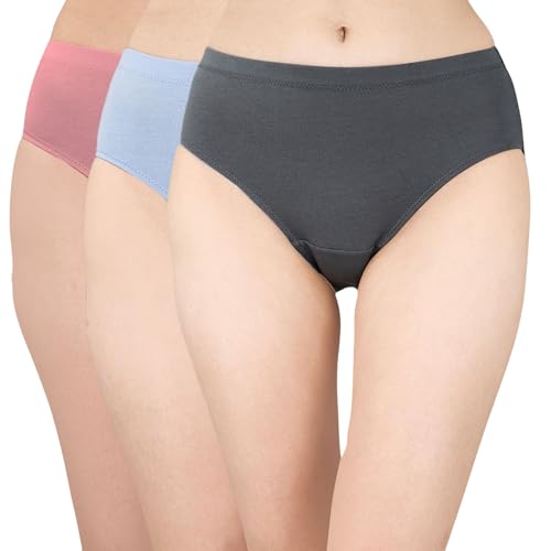 Image of SOIE Women High Rise Full Coverage Solid Colour Cotton Stretch Hipster Panty (Pack of 3)