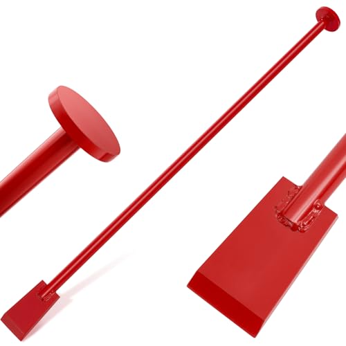 Leriton 48 Inch Tamping and Digging Bar Steel Bars Post Hole Digger Tamping Bar (Shovel Shape Red)