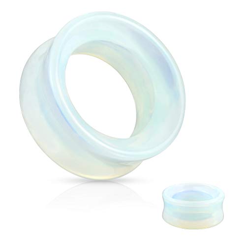 Hollow Tunnels Opalite Organic Stone Ear Plugs Gauges Sold in Pairs4