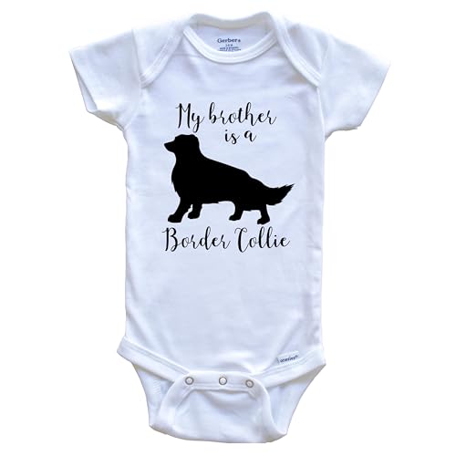 Image of My Brother is A Border Collie Cute Dog Baby Bodysuit - Border Collie One Piece Baby Bodysuit