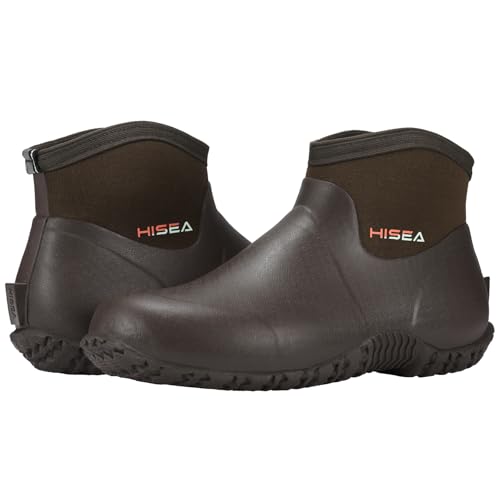 HISEA Men's Rain Boots, Ankle Height Garden Shoes Waterproof Insulated Rubber Neoprene Mud Boots Anti-Slip Outdoor Work Booties for Gardening Farming Camping Fishing and Yard Working4