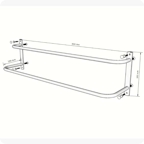 Porta Toalha Banheiro Duplo Parede Preto Fosco Elegance 60cm