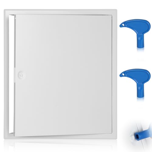 EFUTURETIME Revisionsklappe 40x40 cm Trockenbau Wartungsklappe Metall Weiß, Revisionstür Stahlblech Vierkantverschluss mit 2 Schlüssel, Revisionsluke für Loft, Bad, Küche, Lager