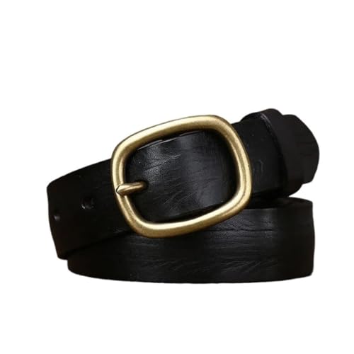 2.8cm Retro Women’s Leather Belt, Thick Genuine Cowhide, Copper Pin Buckle