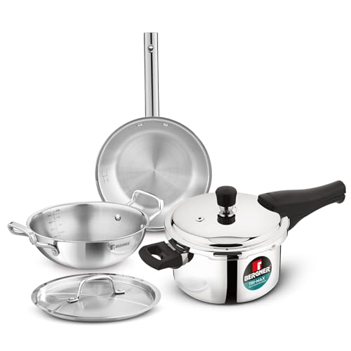 Bergner TriPro 4 Pcs Tri-Ply Stainless Steel Cookware Combo - 24c...