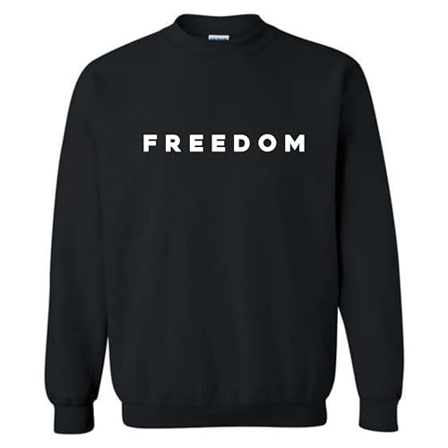 Flash Apparel Freedom Crewneck Sweatshirt Freedom Sweater Crewneck Sweater America USA Patriot Liberty Gift Pullover Sweater Men Women (US Alpha Large Regular Regular Black)