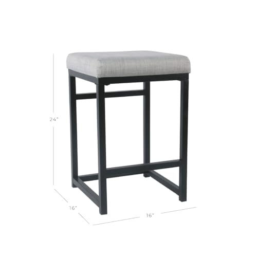 Image of HomePop Metal Frame Counter Stool, 24-Inch, Natural