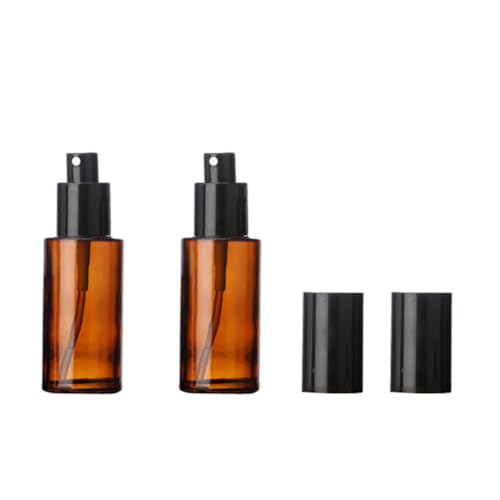 QUUPY Botellas de vidrio marrón con atomizador vacías de niebla fina, botellas de vidrio recargables para aromaterapia, perfume, cosméticos, viajes