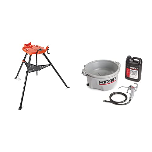 RIDGID 36273 460-6 TRISTAND Chain Vise and RIDGID 10883 Model 418 Oiler with Premium Thread Cutting Oil