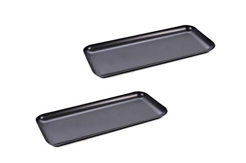 Bathroom Tray For Counter, Guest Towel Organizer, Small Metal Vanity Trays, Soap Dispenser Bath Tray, Perfume Holder, Candle Tray, 7.5 Inch, Stainless Steel, Matte Black, 2 Pcs, Z Metnal #TOP8