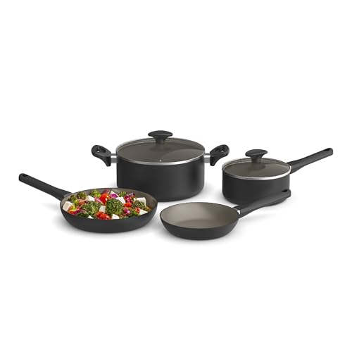 bella-12-Piece-Cookware-Set-with-EverGood-Ceramic-Nonstick-Coating-Dishwasher-Oven-Safe-All-Stovetops-Compatible-Tempered-Glass-Lids-and-Cool-Touch-Handles-Black bella 12 Piece Cookware Set with EverGood Ceramic Nonstick Coating Dishwasher Oven Safe All Stovetops Compatible Tempered Glass Lids and Cool Touch Handles Black