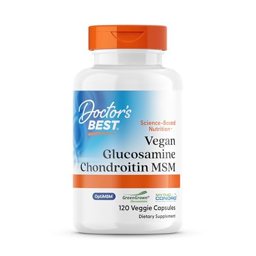 Doctor's Best, Vegan Glucosamine Chondroitin MSM, Haute Dosé, 120 Capsules végétaliennes, Sans Gluten, Végétarien, Sans Soja, Sans OGM