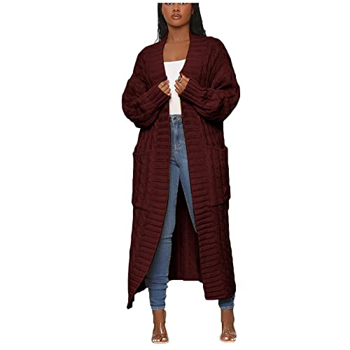 Strickjacke Zopfmuster Damen, Damen Mode Casual Langarm Samt Zipper Mäntel...