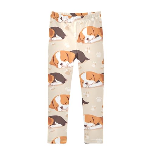 Sleeping Beagle Girls Leggings,Workout Leggings for Girls Toddler Athletic Legging Size for 3-10T