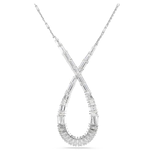 Swarovski Hyperbola Infinity Pendant, 1 Mixed Cut Zirconia, White, Rhodium Plated, 15 grams, Large, Metal