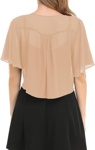 Image of Women's Solid Puff Sleeve Kimono Short Cardigan Loose Cover Up Casual Blouse Top Chiffon