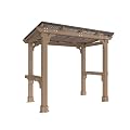 BlueWish 8’ x5’ Outdoor Grill Gazebo, BBQ Gazebo Shelter with Metal Sloping Roof, Cedar Wood Frame, Patio Gazebo for Barbecue, Backyard, Garden, Light Mocha Brown