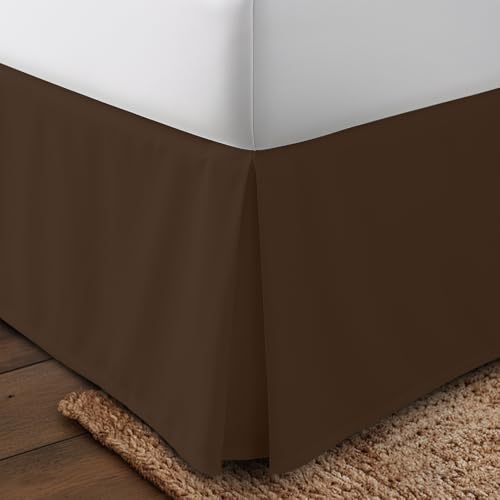 Image of Utopia Bedding Queen Bed Skirt - Soft Quadruple Pleated Ruffle - Easy Fit with 16 Inch Tailored Drop - Hotel Quality, Shrinkage and Fade Resistant (Queen, Brown)