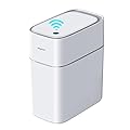 JOYBOS Trash Can with Lid Automatic Garbage Can, 3.8 Gallon Slim Small White Plastic Smart Trash Bin, Narrow Motion Sensor for Bedroom, Bathroom, Toilet Office