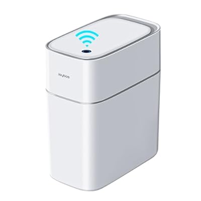 JOYBOS Trash Can with Lid Automatic Garbage Can, 3.8 Gallon Slim Small White Plastic Smart Trash Bin, Narrow Motion Sensor for Bedroom, Bathroom, Toilet Office