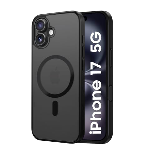 Image of CEDO Magnetic Cover for iPhone 17 | Compatible with MagSafe Wireless Charging | Matte Black Case Designed with Magnetic Lock Shockproof Edge Protection Backcover (Translucent Black)