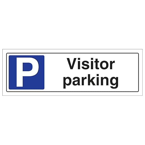 V Safety Visitor Parking - Landscape 450 x 150 mm - Self Adhesive Vinyl - Aluminium Effect Safety Sign