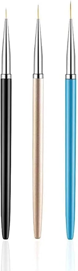 MeeTo Nail Art Liner Brushes 3Pcs UV Gel Painting Acrylic Nail Design Nylon Brush, Nail Dotting Painting Drawing Pen Brush For Women Girls Pack Of 1-image-36
