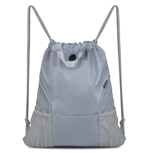 Moyad Drawstring Backpack Gym Bag for Women Men, Gray & Honeycomb Pattern