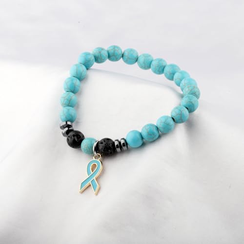 WSNANG Teal Ribbon PTSD Awareness Bracelet - Ovarian Cancer Survivor Inspirational Gift 6
