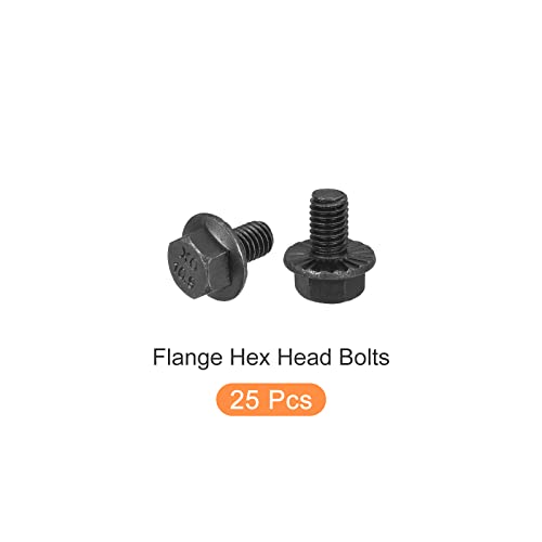 Image of METALLIXITY Flanged Hex Head Bolts (M5x8mm) 25pcs, Hexagon Serrated Flange Bolt Fully Thread Screw - for House Construction Hardware Fasteners
