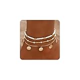 Smilelife Seashell Ankle Bracelets for Women Starfish Bracelets Layered Boho Puka Shell Anklet Cowrie Shell Bracelets Hawaiian Summer Beach Foot Chain Jewelry (SeaShell)