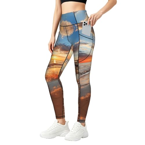 Leggings elásticos de mujer para entrenamiento y pantalones con estampado de velero