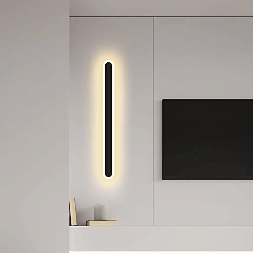 Aplique de pared largo LED rectangular negro de metal para iluminacion de interior 4